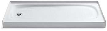 KOHLER 9053-0 Salient 60 x 30 Alcove Cast Iron Shower Base with Left Drain, Rectangle Shower Base, White