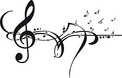 GRAZDesign Wandtattoo Musik Wohnzimmer Jugendzimmer Musikraum | Wandaufkleber Notenschlüßel - 89x57cm / 070 schwarz