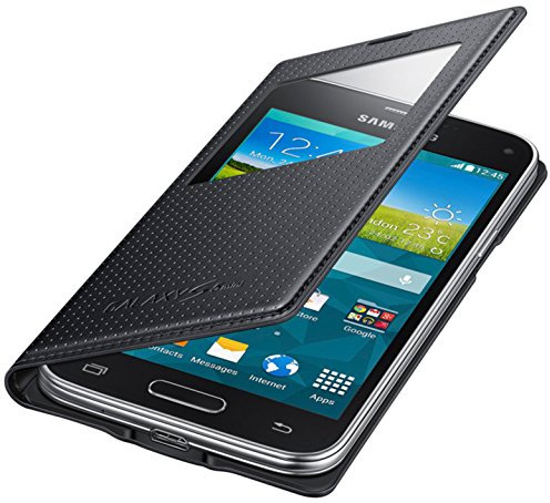 Samsung Original Galaxy S5 Mini S View Cover Punching Pattern Charcoal Noir EF-CG800BKEG
