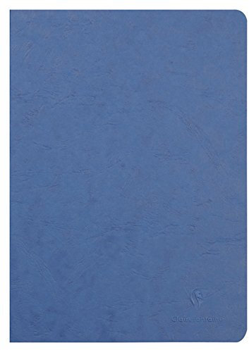 Clairefontaine 733064C collezione Age Bag quaderno a punto metallico blu - A4 21x29,7 cm - 96 pagine rigate con margini - Carta Bianca 90g - Copertina carta Lustrée a grana effetto cuoio