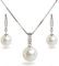 Schöner SD Schmuckset Perlen weiß Anhänger Kette Ohrhänger Zirkonia 925 Silber