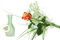 Zweifarbige gelb-rote Rose mit Schleierkraut und Gräsern - Inklusive Vase und Grußkarte