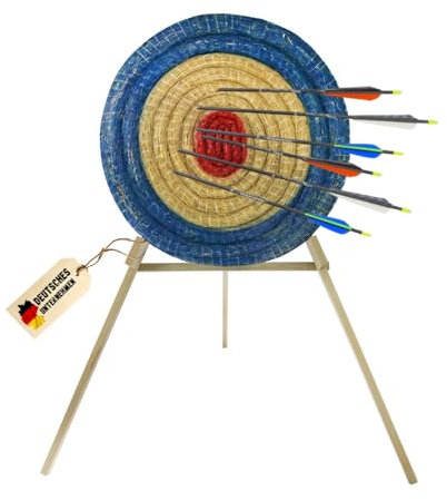 Runde Strohscheibe Deluxe - Ø 60 cm - Zielscheibe aus Stroh für Pfeil und Bogen in blau-rot - Ziel Bogenschiessen Kinder und Erwachsene, ohne Ständer