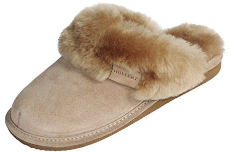 Hollert Leather Lammfell Hausschuhe - Malibu Damen Pantoffeln Fell Schuhe, Beige, 42 EU