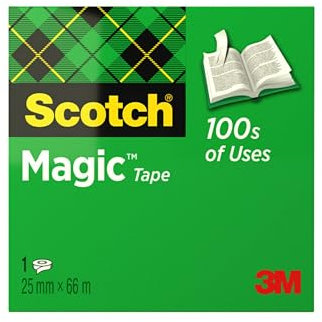 Scotch Nastro adesivo Magic - 1 Rotolo da 25 mm x 66 m - Nastro Trasparente Opaco e Scrivibile Ottimo per Casa, Ufficio e Scuola
