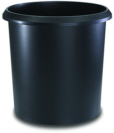 Läufer 26506 Papierkorb Allrounder 18 Liter, schwarz, rund, Mülleimer mit Griff, stabiler Kunststoff, Abfalleimer, auswaschbar