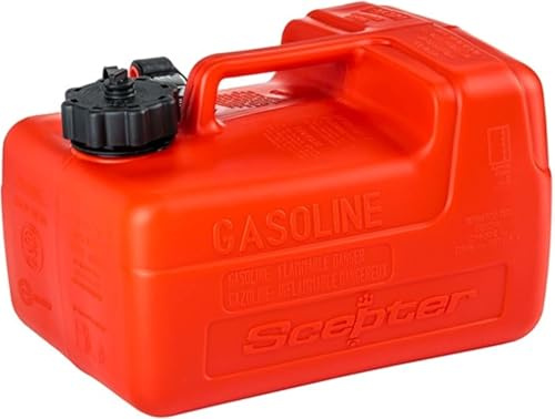 Scepter 3.2 Gallon Portable Marine Gas Can, Boat Fuel Tank with 2-Way Vented Cap, Built-In Fuel Gauge and Pick-Up, Top Handle, EPA & CARB Compliant, Underseat Design, 14L x 10.5W x 9H (08576)