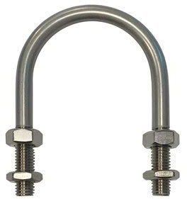 U-Bolt M12 x42 mm Thread, 110 mm Inside Diam, 141 mm Inside Height T316 Stainless Steel Pack Size : 1
