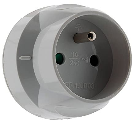 Adaptateur transformateur électrique - fiche mâle 20A vers fiche femelle 16A - blanc - Zenitech