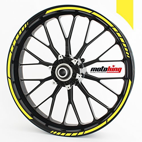 Motoking Adesivi per Il Bordo del cerchione GP - Giallo zolfo opachi - Kit Completo per Cerchioni da 15 a 19
