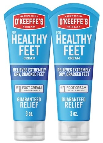 O'Keeffe's for Healthy Feet Foot Cream - 3 oz Tube (2 Pack) - Guaranteed Relief for Extremely Cracked, Dry Feet, Repairing Skincare, Instantly Boosts and Retains Moisture Levels