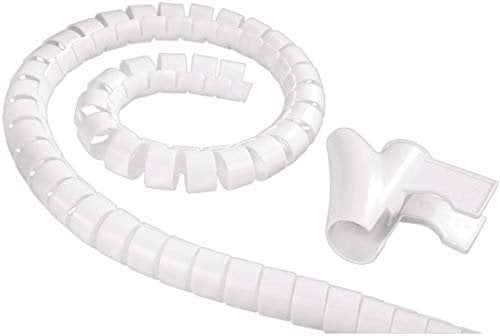 Hama Kabelschlauch mit Einziehhilfe (Flexibler Kabelkanal für Kabelmanagement und Kabelschutz, Kabelspirale für Flexible Bündelweite, Kunststoff, Ø 30 mm, 2,5m) weiß