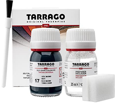 Tarrago | Self Shine Color Dye 25 ml | Tintura Autobrillante para Zapatos y Accesorios | Cubre Rozaduras y Desgastes del Calzado | Cuidado del Calzado - Repara y Tiñe | Color Azul Marino