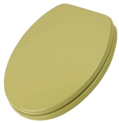 Schläfer - Sedile Copriwater in Legno Mdf Universale forma Ovale, Verde Muschio, Coprivaso, Tavoletta Copri Wc 4638109 Weser con Cerniere Regolabili in Ottone Cromato, Copritazza per Wc