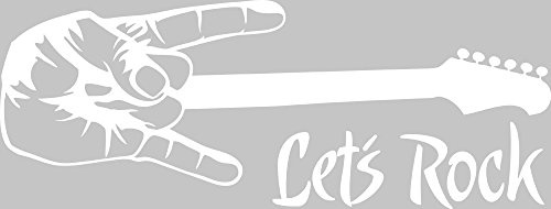 GRAZDesign Wandtattoo Musik Spruch Let's Rock mit Gitarre Jugend - 79x30cm / 010 weiss