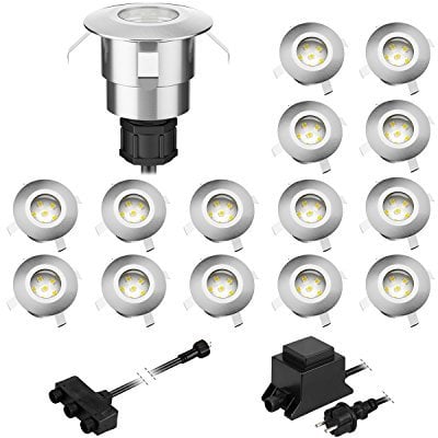 ledscom.de LED Boden-Einbauleuchte Atria für außen Aluminium kalt-weiß, je 14lm, IP65, 40mm Ø 15er Set