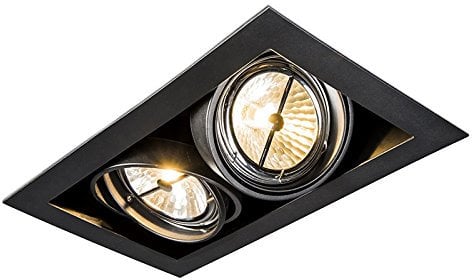 Qazqa - Design Einbaustrahler schwarz AR111 verstellbar 2-flammig - Oneon I Wohnzimmer I Schlafzimmer - Stahl Rechteckig - LED geeignet G53