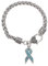 Charm-Armband für Damen, mit Karabinerverschluss und türkisem Kristallstein für das Krebs-Schleife