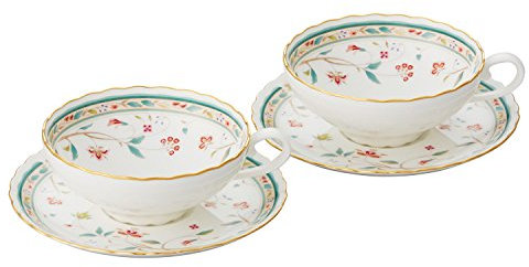 Bone china flower calico tea bowl dish pair set P58043A/4409 (japan import)