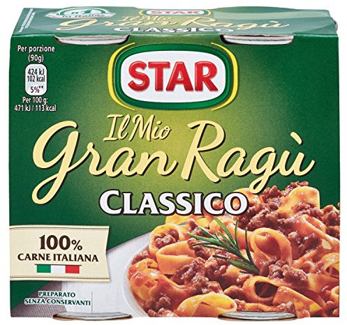 STAR Il Mio GranRagù Classico, 2 x 180gr, ragù preparato secondo la tradizione, 100% carne Italiana controllata e selezionata. Senza conservanti e senza glutine