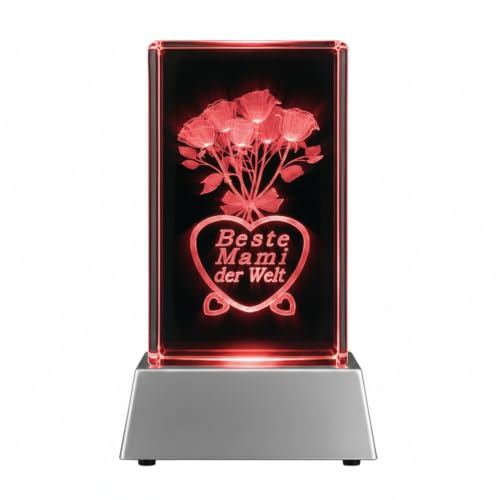 Kaltner Präsente Stimmungslicht - Das perfekte Geschenk: LED Kerze/Kristall Glasblock / 3D-Laser-Gravur/Geburtstagsgeschenk für Mama/Geschenke für Weihnachten