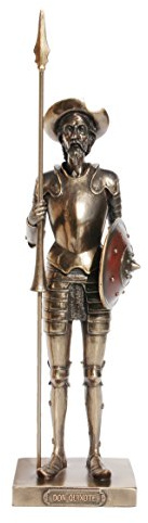 29,5 cm Don Quijote stehend mit Speer kalt gegossen Bronze Figur
