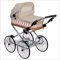 EICHHORN Kinderwagen Weidenkorb Puppenwagen Retro-Spielzeugklassiker (Korb Natur, Stoff Beige)