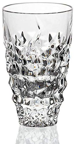 Longdrinkglas Katarina Gold 300ml Saft Wasserglas Becher Bleikristall Eisbrocken