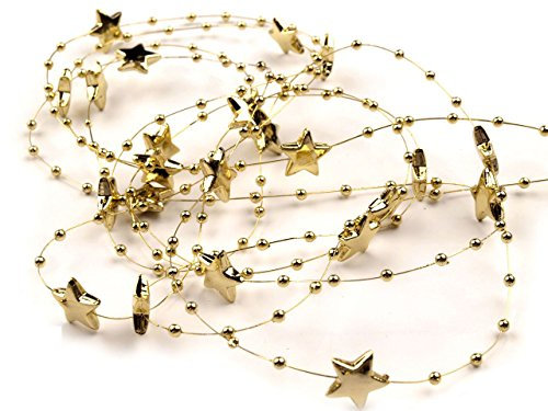Schnoschi 2m Gold Sterne Perlenband Perlenkette Perlengirlande Perlenschnur Weihnachten Advent Deko Perlen Tischdeko Meterware
