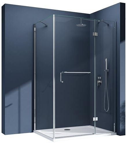 doporro Cabine de Douche Transparent en Angle 90x120cm Paroi de Douche Montage Réversible avec Receveur de Douche Ravenna4K Verre de Sécurité 6mm Nano