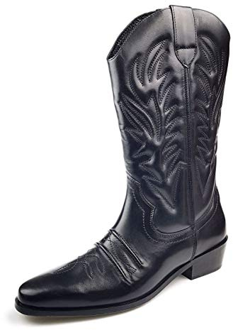Gringos Mens Western and Cult Fashion HIGH CLIVE - Black Leather, Mens UK 8/EU 42