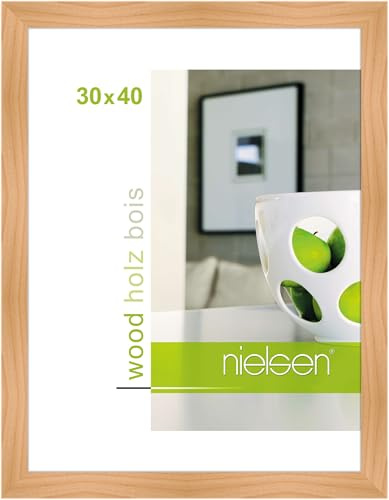 nielsen Holz Bilderrahmen Essential, 30 x 40 cm, Hellbraun | Holz Fotorahmen im Hoch- & Querformat zum Aufhängen Hellbraun matt Echtglas