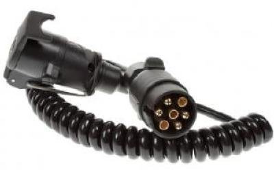 Trailer extension lead curly cable 1.5m long with 1 x 7 pin plug and 1 x 7 pin flying socket Pt no. LMX736