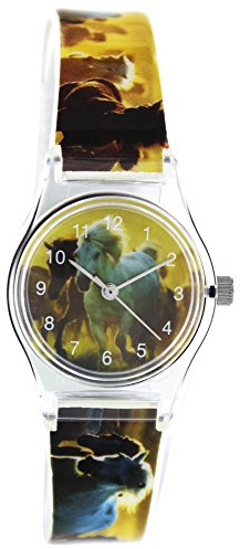 Pacific Time Kinder Armbanduhr Mädchen Jungen Kinderuhr Fotouhr Pferde Uhr analog Quarz