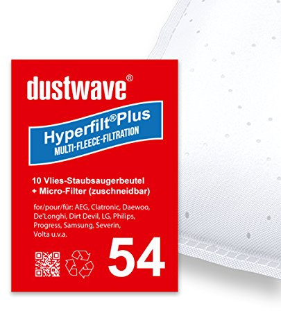 10 Staubsaugerbeutel passend für AEG Elektrolux Gr.50, Daewoo RC105, Samsung, Dirt Devil/dustwave® Markenstaubbeutel/Made in Germany + inkl. Microfilter