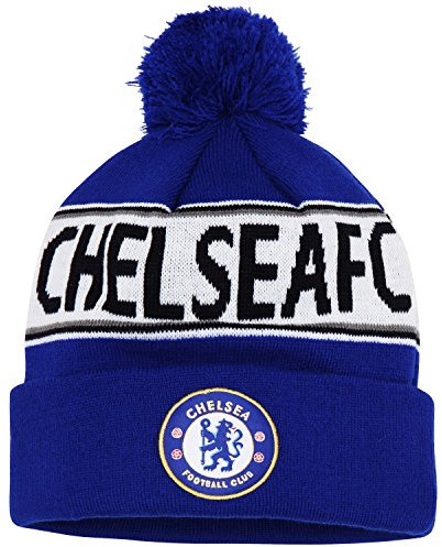 Unisex Winter Beanie/Strickmütze mit Fußball Design Chelsea FC (Einheitsgröße) (Königsblau/Weiß)