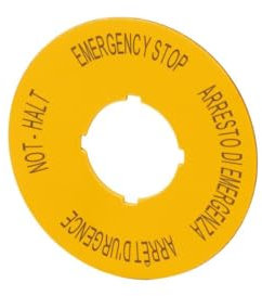 Eaton 121085 Schild, NOT-HALT, D = 90 mm, gelb, DE, EN, FR, IT