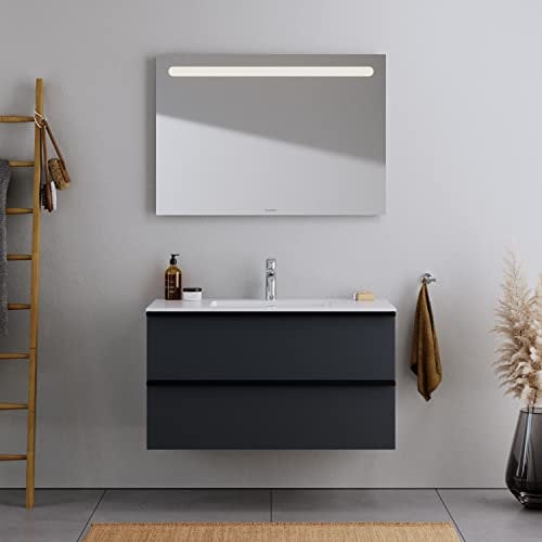 DURAVIT Badmöbel-Set DuraPoint 100cm hängend mit Einbauwaschbecken in Graphit matt Waschbecken mit Waschtischunterschrank mit 2 Schubladen, vormontiert