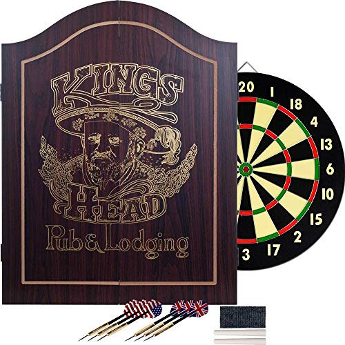 TG King 's Head Dunkles Holz Dartscheibe-Schrank-Set