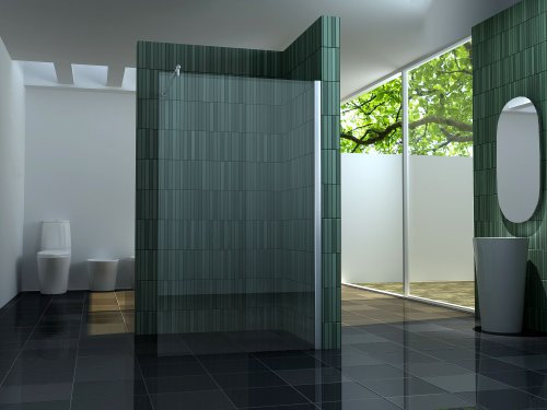 impex-bad_de Duschtrennwand FREE 100 x 200 cm, Modern, Klarglas, Aluminium, Gehärtetes Glas, 10 mm ESG-Sicherheitsglas, Freistehend