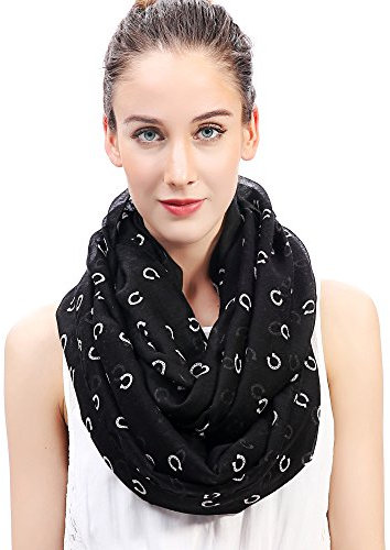 Lina & Lily Hufeisen Horseshoe Damen Loop Schal Schlauchschal (Schwarz)