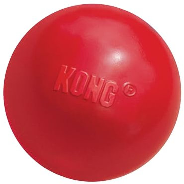 KONG Ball mit Loch - Hundespielzeug zum Apportieren - Klassischer Gummiball für Training und Spiel - Für Große/Mittelgroße Hunde - Rot