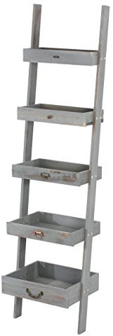 Mendler Regal Standregal Pflanzregal Blumenständer, 169x43x32cm, Shabby-Look, Vintage - grau