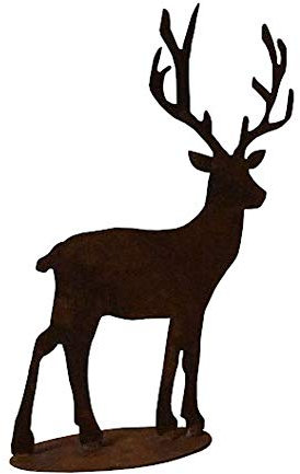 Saremo Deko Hirsch auf Metallplatte Waldtier Tier Rost Edelrost Metall Rostfigur Deko Dekoration Deko-Idee Winterdeko Dekohirsch Dekotier Rostdeko Gartendeko Geschenk-Idee Geschenk