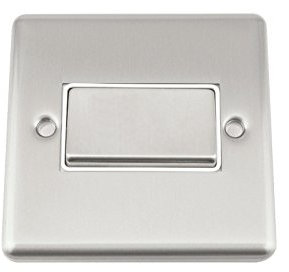 A5 Fan Isolator 3 Pole Switch - Satin Matt Chrome - Classic - White Insert Metal Switch