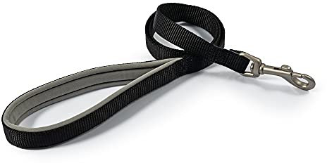 Ancol Viva Soft Touch Padded Snap Dog Lead - Black - Neoprene Handle Weatherproof Durable Puppy Walking Accessory - 1m x 19mm