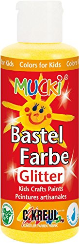 Kreul MUCKI Bastelfarbe mit gelbem Glitzer, 80 ml