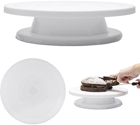 Jazooli Cake Decorating Turntable Rotating Round Stand Icing Kitchen Display Platform Revolving Decorations 360 Degree Bakery Home Cook Chef Professional, 28cm Diameter