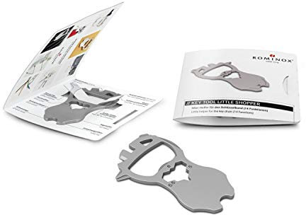 ROMINOX Key Tool // Little Shopper Llavero de acero inoxidable de 14 funciones con descripción de funciones