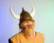 Festartikel Müller Wikinger Helm mit Hörnern und Haaren Gold-Weiss Einheitsgröße